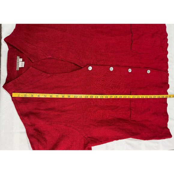 Isabella Bird 100% Linen Garnet Red Blazer Jacket Sz 3X Button Up Womens Plus - Picture 6 of 7